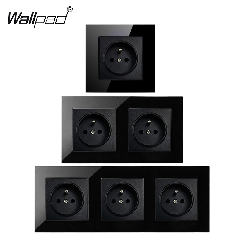 Home Improvement Outlet - Zwart Glas Wallpad Stopcontact Paneel 16A
