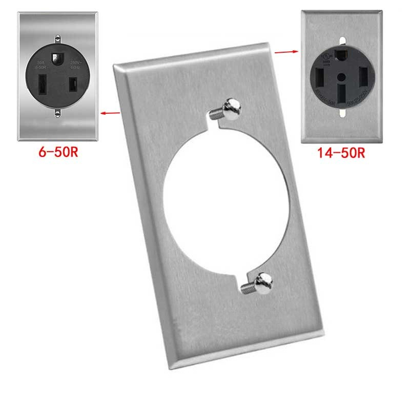 Electrical Outlet Cover - Geborsteld roestvrijstalen wandplaat met rond gat,
