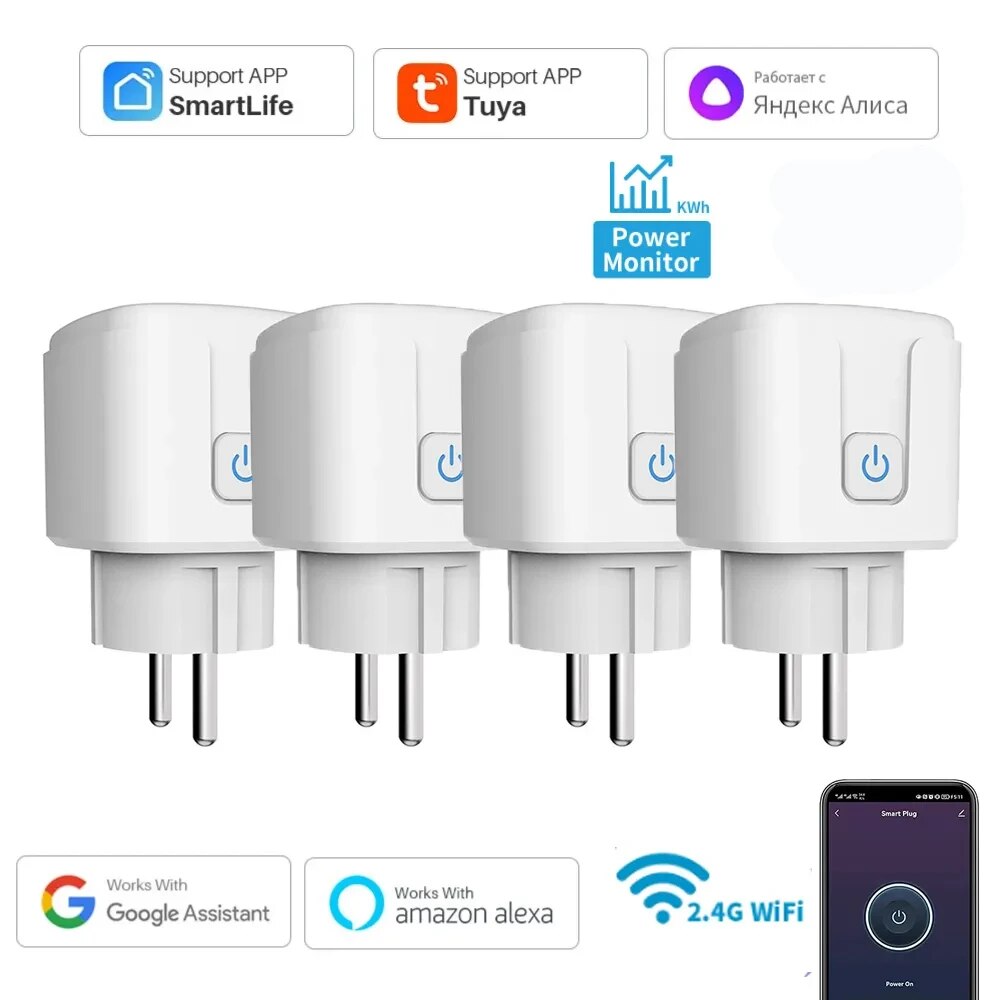 Home Improvement Outlet - Smart EU-aansluiting WiFi 20A EU-stekkeruitgang Afstandsbediening